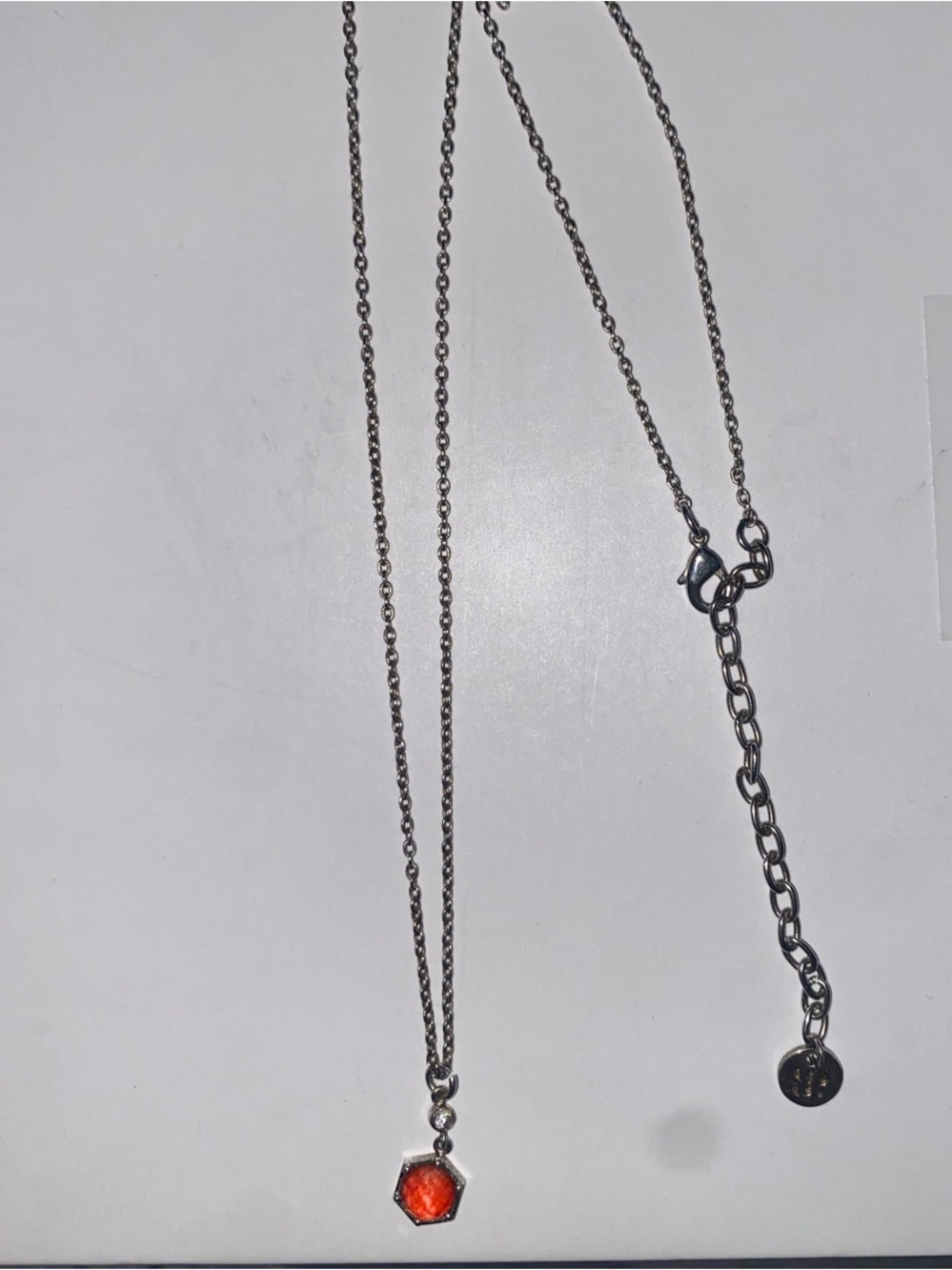Retro BP necklace with orange stone . Adjustable .